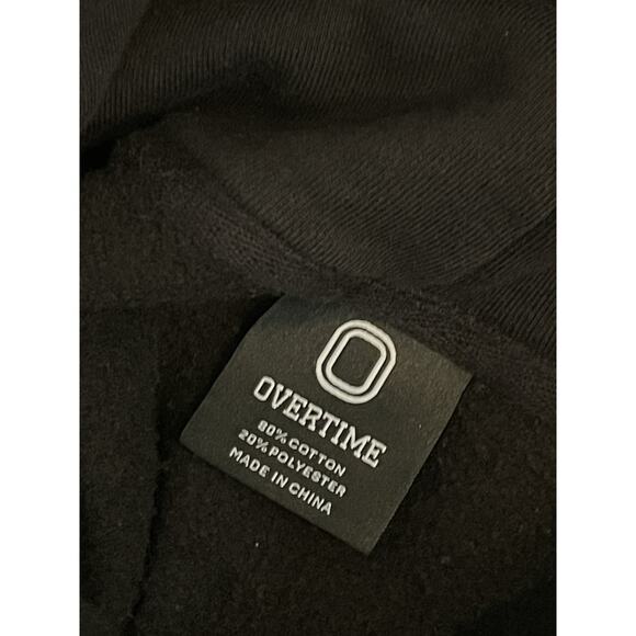 Overtime Hoodie Mens 2 XL Black Hooded Pullover Sweatshirt Racing Car Auto - Picture 5 of 9